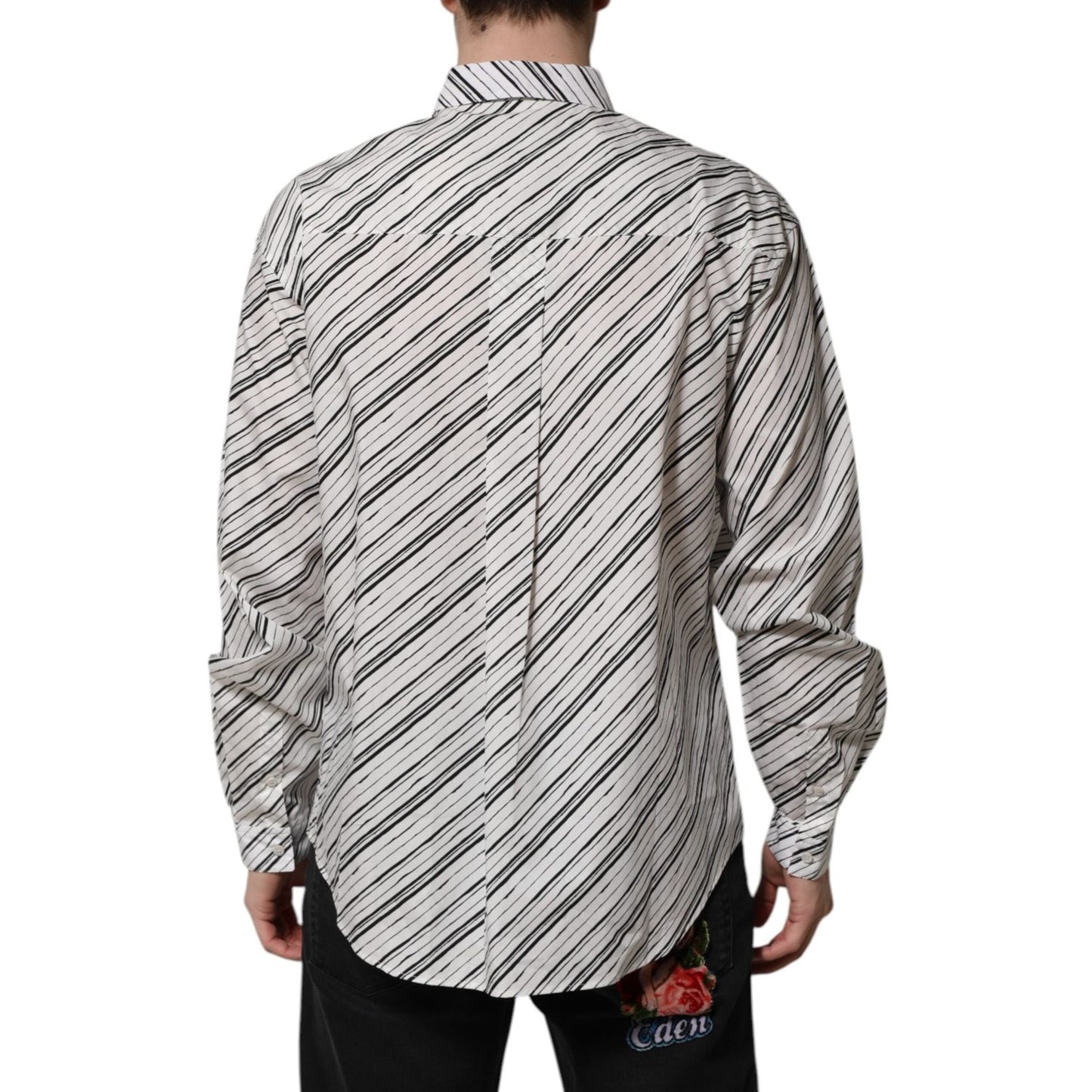 Dolce & Gabbana White Striped Long Sleeves Men Formal Shirt TSH906761-42