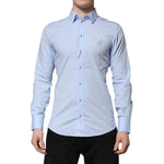 Dolce & Gabbana Sky Blue Cotton GOLD Long Sleeves Dress Shirt TSH906776-39