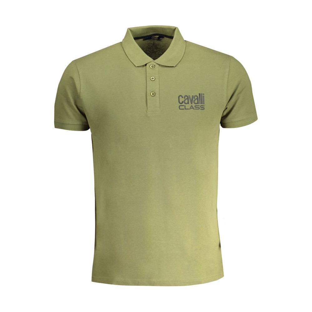 Cavalli Class Green Cotton Polo Shirt CA-30267-M