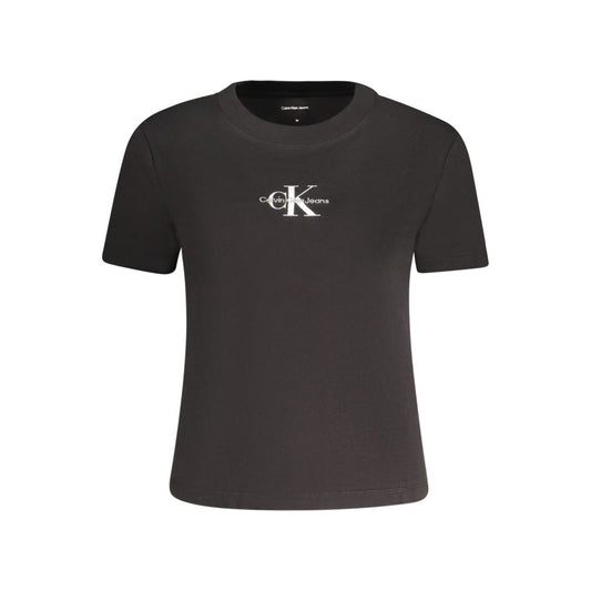 Calvin Klein Black Cotton Women T-Shirt CA-34458-L