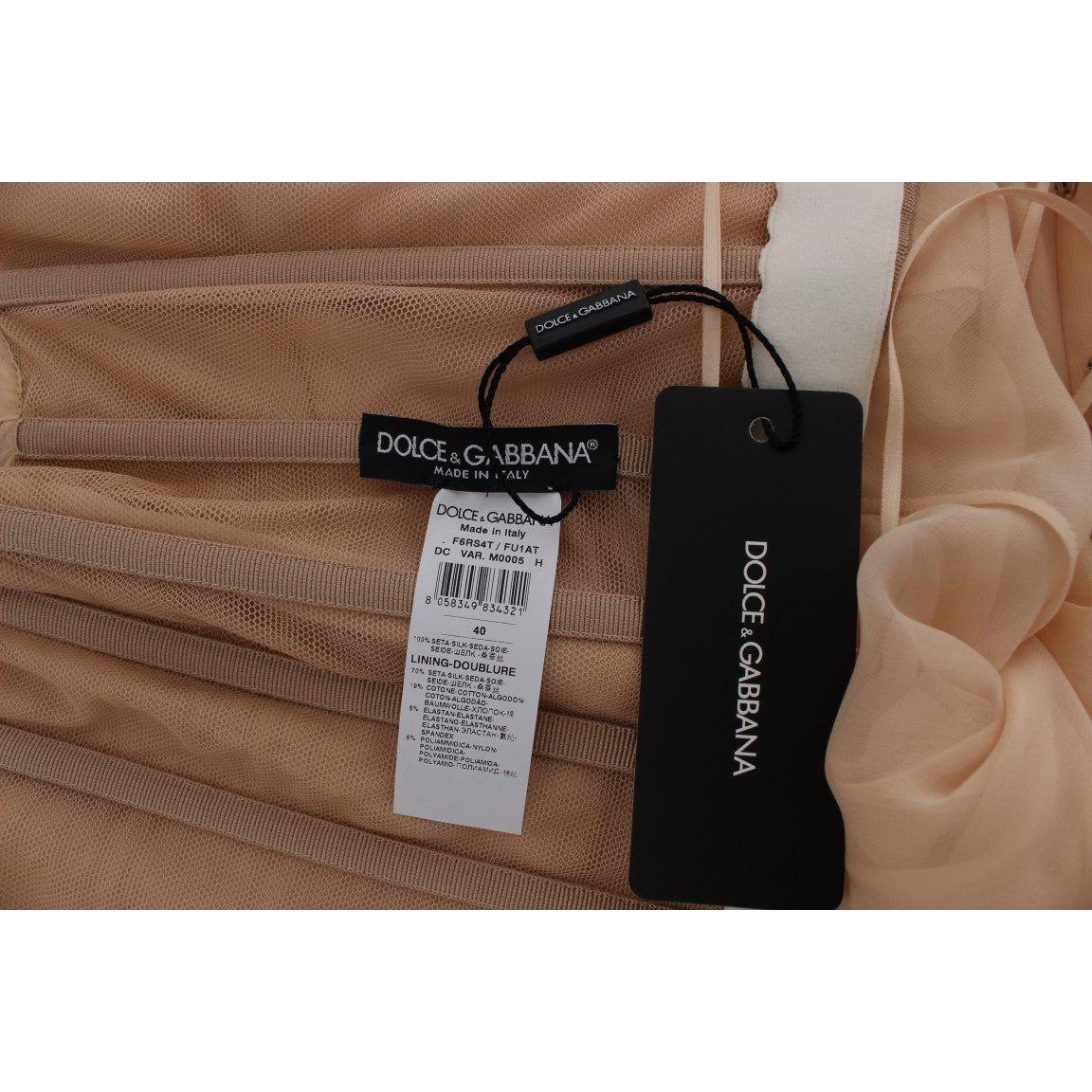 Dolce & Gabbana Beige Silk Ball Gown Full Length Dress