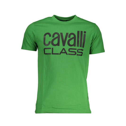 Cavalli Class Green Cotton T-Shirt CA-28583-XL