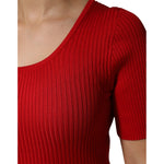 Dolce & Gabbana Red Round Neck Short Sleeves Pullover Top