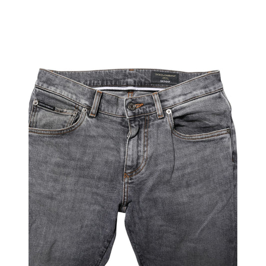 Dolce & Gabbana Gray Cotton Skinny Men Denim Trouser Jeans