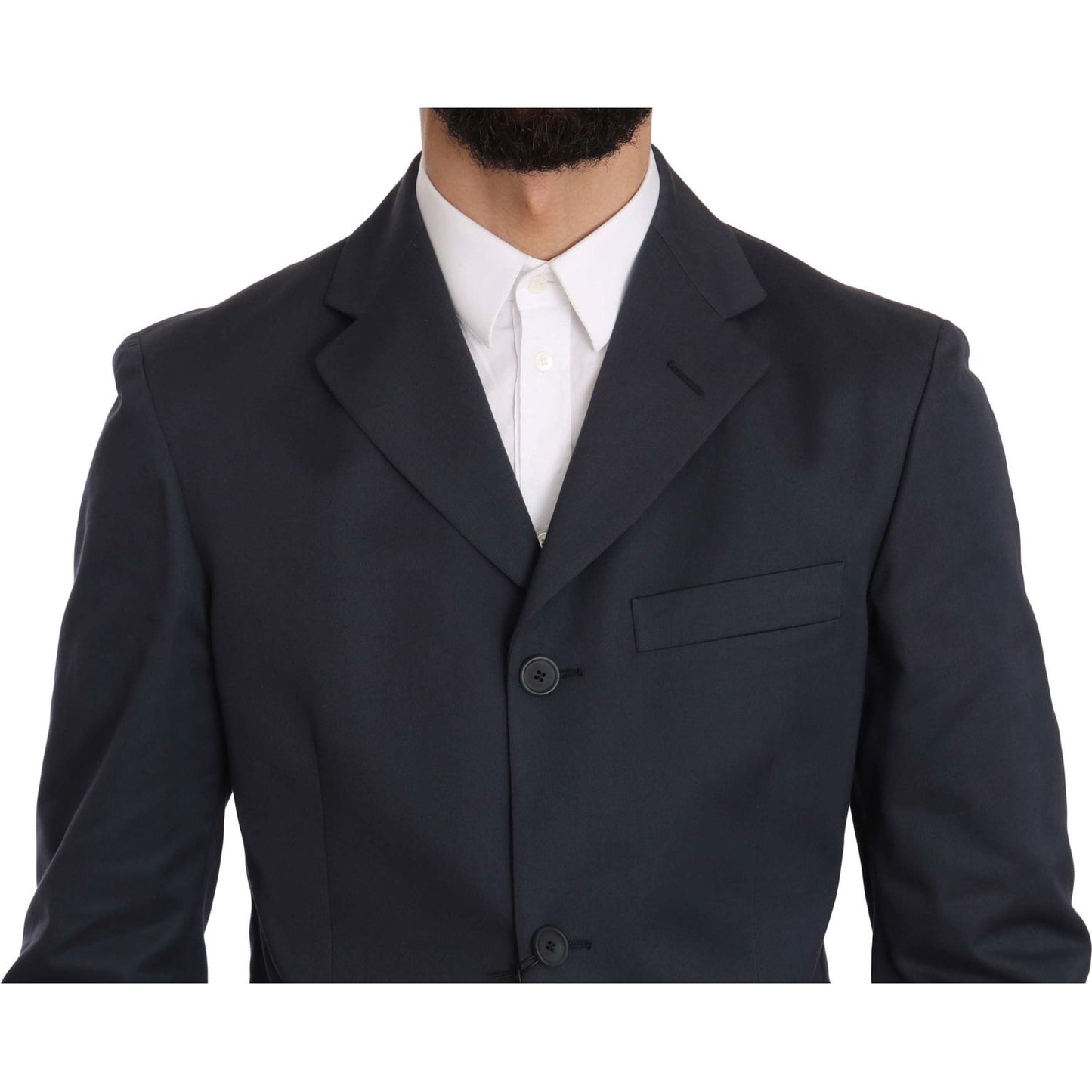Romeo Gigli Two Piece 3 Button Cotton Blue Solid Suit1728,35% Polyester,67345645728,Blue,Clothing,IT50 | L,Material: 65% Cotton,Men,Men - Clothing,New with tags,Romeo Gigli,Suits & Blazers - Clothing,Suits - Men - Clothing,Two-Piece Suits - Suits & Blazer