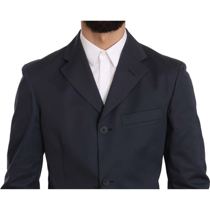 Romeo Gigli Two Piece 3 Button Cotton Blue Solid Suit1728,35% Polyester,67345645728,Blue,Clothing,IT50 | L,Material: 65% Cotton,Men,Men - Clothing,New with tags,Romeo Gigli,Suits & Blazers - Clothing,Suits - Men - Clothing,Two-Piece Suits - Suits & Blazer