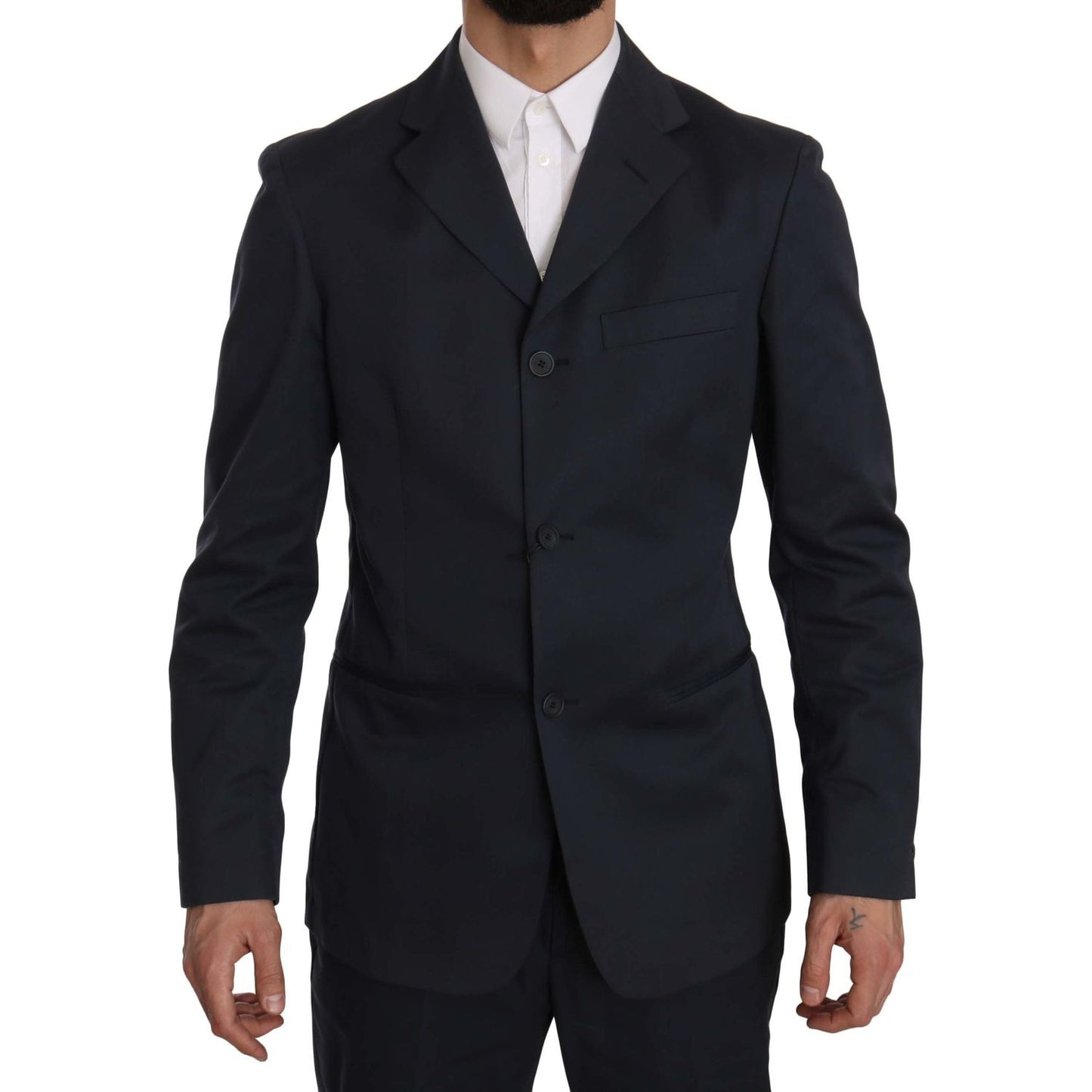 Romeo Gigli Two Piece 3 Button Cotton Blue Solid Suit1728,35% Polyester,67345645728,Blue,Clothing,IT50 | L,Material: 65% Cotton,Men,Men - Clothing,New with tags,Romeo Gigli,Suits & Blazers - Clothing,Suits - Men - Clothing,Two-Piece Suits - Suits & Blazer