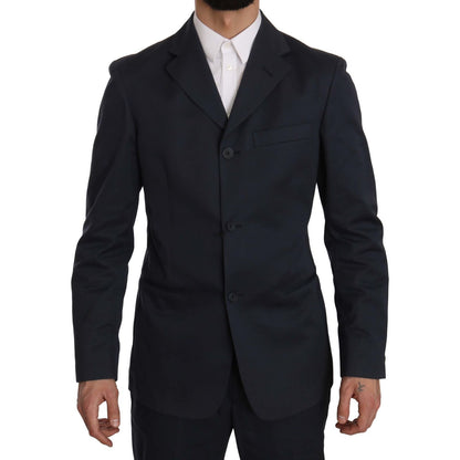 Romeo Gigli Two Piece 3 Button Cotton Blue Solid Suit1728,35% Polyester,67345645728,Blue,Clothing,IT50 | L,Material: 65% Cotton,Men,Men - Clothing,New with tags,Romeo Gigli,Suits & Blazers - Clothing,Suits - Men - Clothing,Two-Piece Suits - Suits & Blazer
