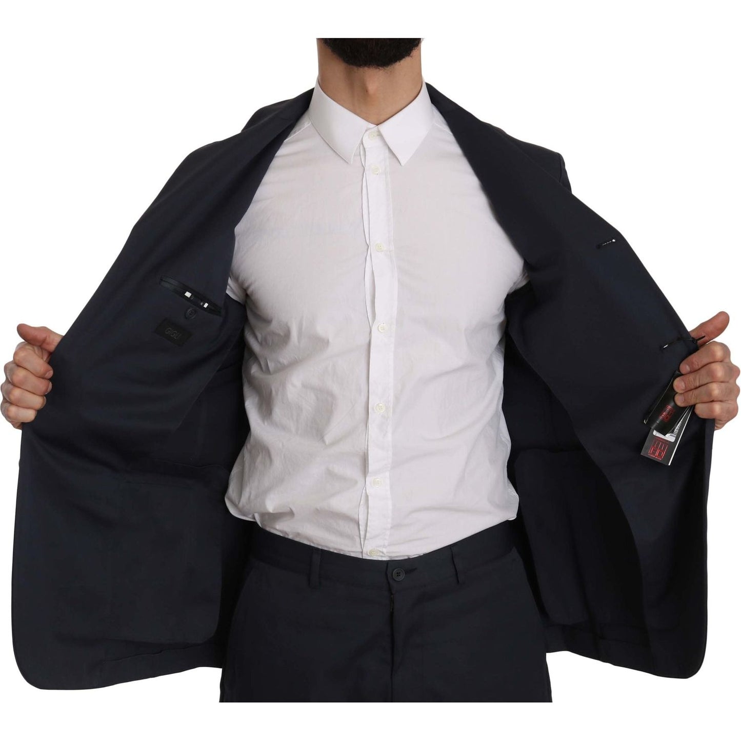 Romeo Gigli Two Piece 3 Button Cotton Blue Solid Suit1728,35% Polyester,67345645728,Blue,Clothing,IT50 | L,Material: 65% Cotton,Men,Men - Clothing,New with tags,Romeo Gigli,Suits & Blazers - Clothing,Suits - Men - Clothing,Two-Piece Suits - Suits & Blazer