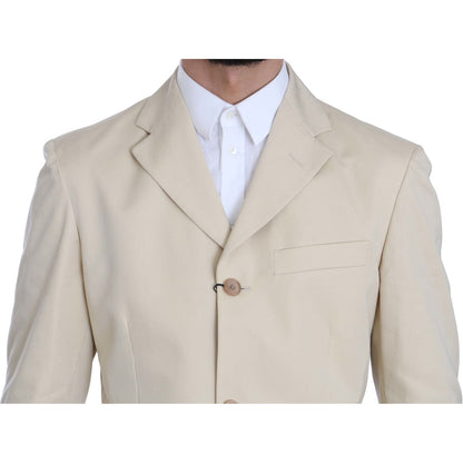 Romeo Gigli Two Piece 3 Button Beige Cotton Solid Suit1728,35% Cotton,67345645728,Beige,Clothing,IT46 | S,Material: 65% Polyester,Men,Men - Clothing,New with tags,Romeo Gigli,Suits & Blazers - Clothing,Suits - Men - Clothing,Two-Piece Suits - Suits & Blaz
