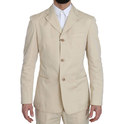 Romeo Gigli Two Piece 3 Button Beige Cotton Solid Suit1728,35% Cotton,67345645728,Beige,Clothing,IT46 | S,Material: 65% Polyester,Men,Men - Clothing,New with tags,Romeo Gigli,Suits & Blazers - Clothing,Suits - Men - Clothing,Two-Piece Suits - Suits & Blaz