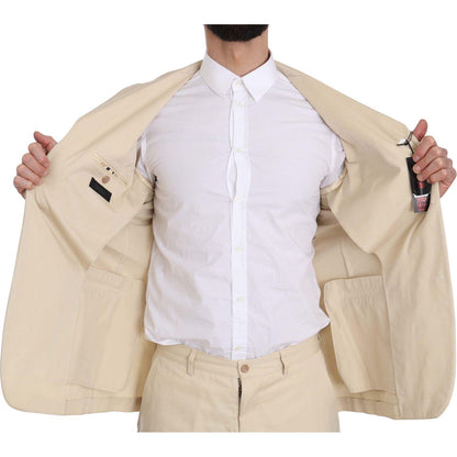 Romeo Gigli Two Piece 3 Button Beige Cotton Solid Suit1728,35% Cotton,67345645728,Beige,Clothing,IT46 | S,Material: 65% Polyester,Men,Men - Clothing,New with tags,Romeo Gigli,Suits & Blazers - Clothing,Suits - Men - Clothing,Two-Piece Suits - Suits & Blaz