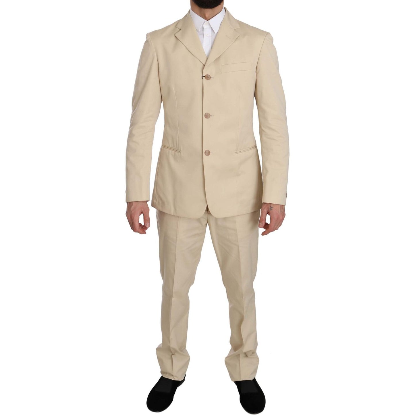 Romeo Gigli Two Piece 3 Button Beige Cotton Solid Suit1728,35% Cotton,67345645728,Beige,Clothing,IT46 | S,Material: 65% Polyester,Men,Men - Clothing,New with tags,Romeo Gigli,Suits & Blazers - Clothing,Suits - Men - Clothing,Two-Piece Suits - Suits & Blaz