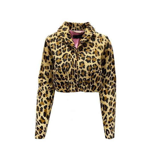 Dsquared² Leopard Calf Hair Cropped Jacket