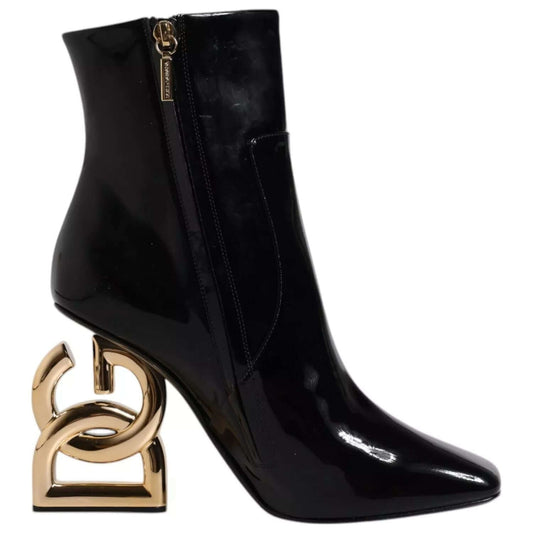 Dolce & Gabbana Black Jackie Leather Mid Calf Boots Shoes LA11986-35.5