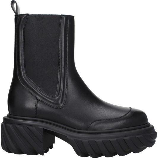 Off-White Black Leather Ankle Boots OF-8595927925001-EU40/US10