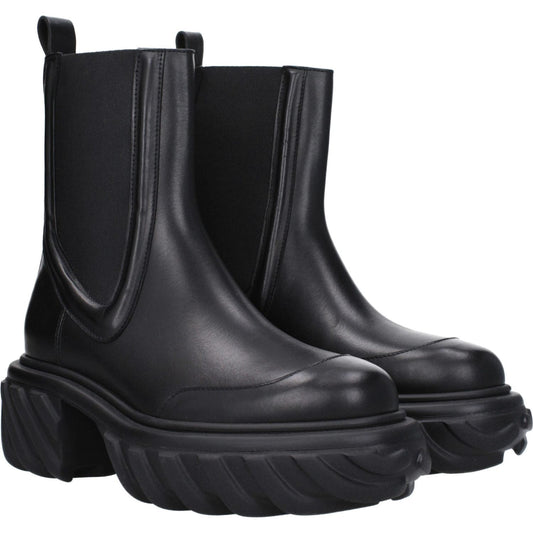 Off-White Black Leather Ankle Boots OF-8595927925001-EU40/US10