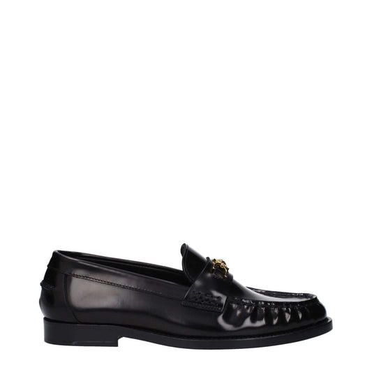 Versace Black Leather Slip-On Loafers 1728,75667636384,Black,EU36.5/US6.5,EU36/US6,EU37/US7,EU38.5/US8.5,EU39.5/US9.5,EU39/US9,Loafers - Shoes,New with tags,Shoes,Slip-On Loafers - Loafers - Shoes,Versace,Women