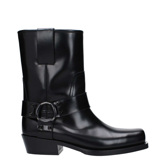 Valentino Garavani Black Leather Ankle Boots 1728,75667636384,Ankle - Boots - Shoes,Black,Boots - Shoes,EU41/US11,New with tags,Shoes,Valentino Garavani,Women