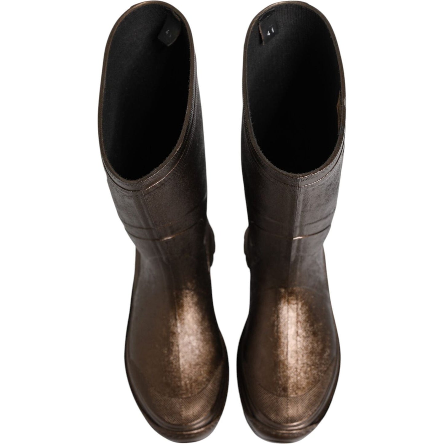 Dolce & Gabbana Metallic Bronze Pull On Rain Boots Shoes LA12769-41