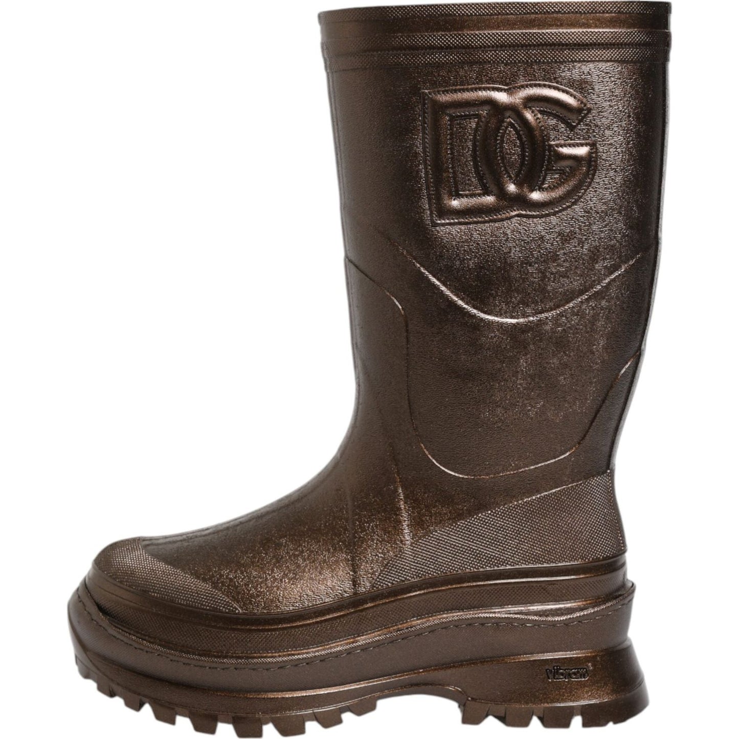 Dolce & Gabbana Metallic Bronze Pull On Rain Boots Shoes LA12769-41