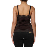 Dolce & Gabbana Dark Brown Lace Trim Wool Sleeveless Tank Top TSH90622-3