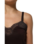 Dolce & Gabbana Dark Brown Lace Trim Wool Sleeveless Tank Top TSH90622-3