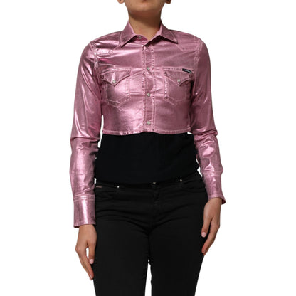 Dolce & Gabbana Pink Cotton Stretch Collared Cropped Jacket 1728,67345645728,Clothing,Dolce & Gabbana,Full-Length Jackets - Jackets & Coats - Clothing,IT38 | XS,Jackets & Coats - Clothing,Jackets & Coats - Women - Clothing,Material: 96% Cotton 4% Elastane