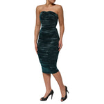 Dolce & Gabbana Green Silk Satin Fitted Strapless Dress DR281063-36