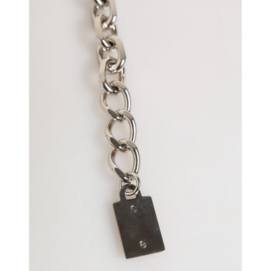 Dolce & Gabbana Silver Chain Brass Beaded Lobster Clasp Logo Men Bracelet