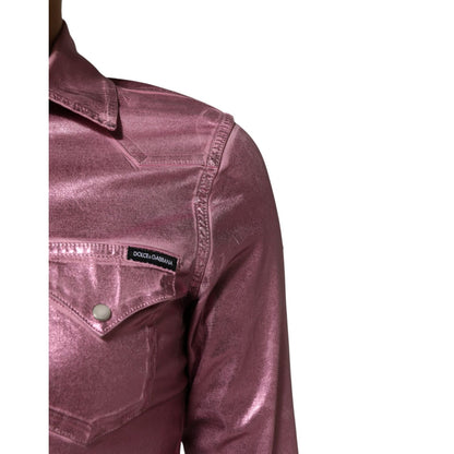 Dolce & Gabbana Pink Cotton Stretch Collared Cropped Jacket 1728,67345645728,Clothing,Coats - Jackets & Coats - Clothing,Dolce & Gabbana,IT36|XXS,Jackets & Coats - Clothing,Material: 96% Cotton 4% Elastane,Pink,Preowned / Defect,Women
