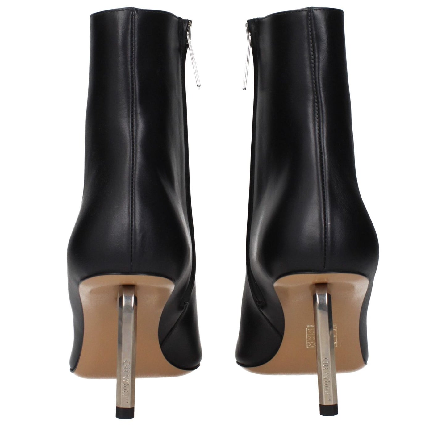 Off-White Black Leather Ankle Boots
