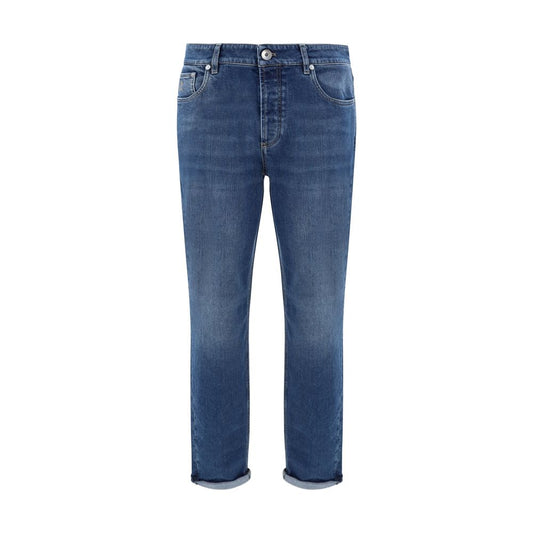 Brunello Cucinelli Blue Cotton Straight-Leg Jeans 1728,72470364320,Blue,Brunello Cucinelli,Clothing,IT48 | M,Jeans Denim - Clothing,Men,New with tags,Straight-Leg Jeans - Jeans Denim - Clothing
