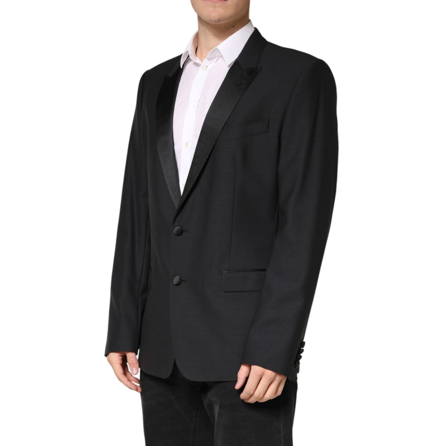 Dolce & Gabbana Black MARTINI Single Breasted Jacket Blazer 1728,67345645728,Black,Blazers - Suits & Blazers - Clothing,Clothing,Dolce & Gabbana,IT54 | XL,Material: 90% Virgin Wool 7% Silk 3% Polyester,Men,New with tags,Suits & Blazers - Clothing