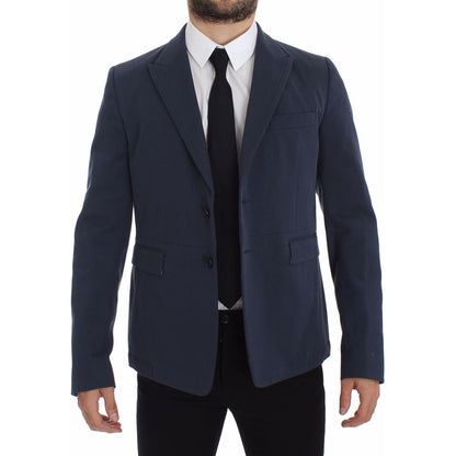 Dolce & Gabbana Blue Cotton Stretch Casual Blazer1728,2% Elastane,5% Silk,67345645728,Blazers - Men - Clothing,Blazers - Suits & Blazers - Clothing,Blue,Clothing,Dolce & Gabbana,IT48 | M,Material: 93% Cotton,Men,Men - Clothing,New with tags,Suits & Blazer