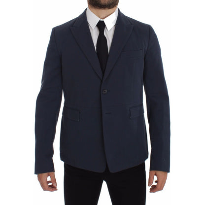 Dolce & Gabbana Blue Cotton Stretch Casual Blazer1728,2% Elastane,5% Silk,67345645728,Blazers - Men - Clothing,Blazers - Suits & Blazers - Clothing,Blue,Clothing,Dolce & Gabbana,IT48 | M,Material: 93% Cotton,Men,Men - Clothing,New with tags,Suits & Blazer