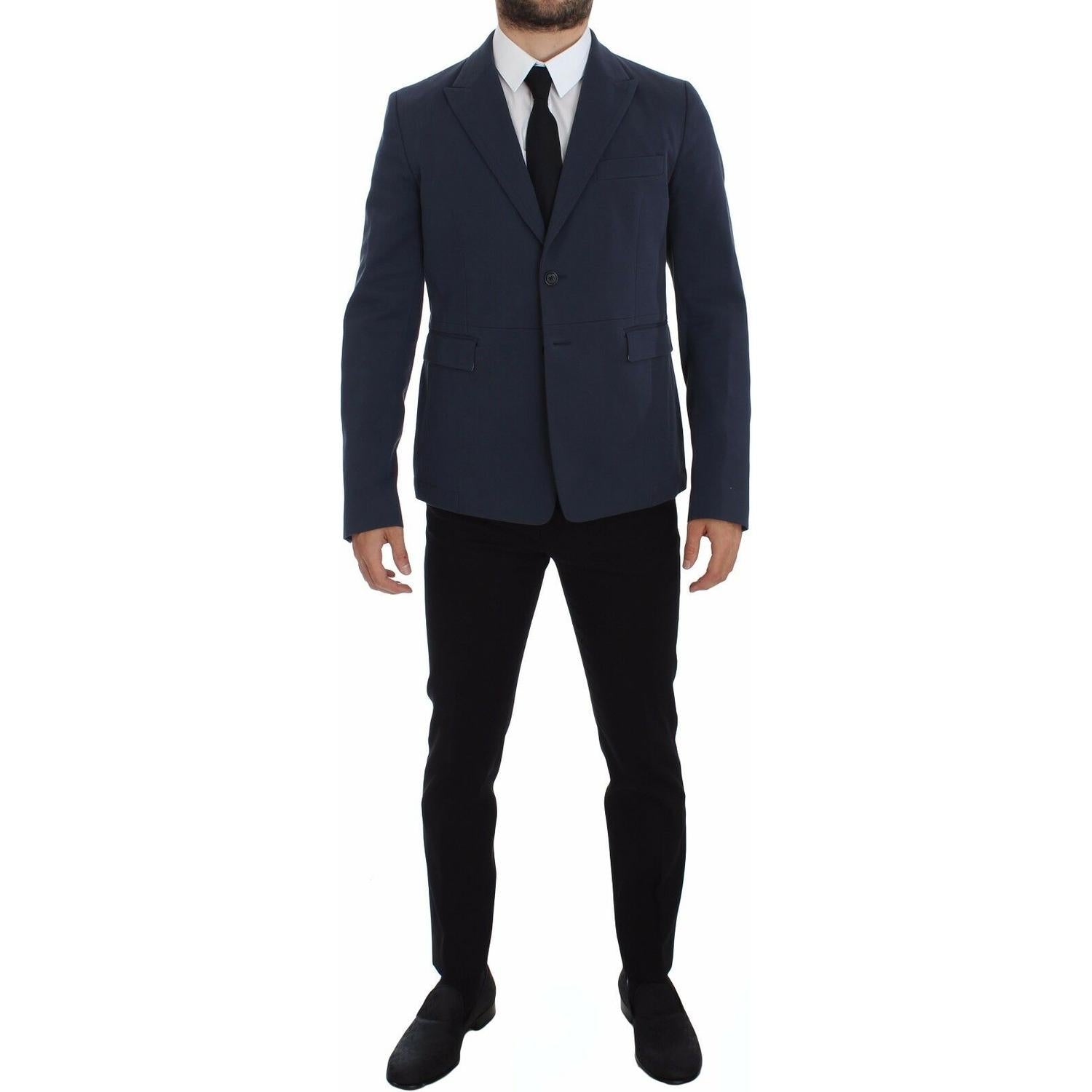 Dolce & Gabbana Blue Cotton Stretch Casual Blazer