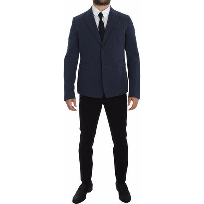 Dolce & Gabbana Blue Cotton Stretch Casual Blazer1728,2% Elastane,5% Silk,67345645728,Blazers - Men - Clothing,Blazers - Suits & Blazers - Clothing,Blue,Clothing,Dolce & Gabbana,IT48 | M,Material: 93% Cotton,Men,Men - Clothing,New with tags,Suits & Blazer