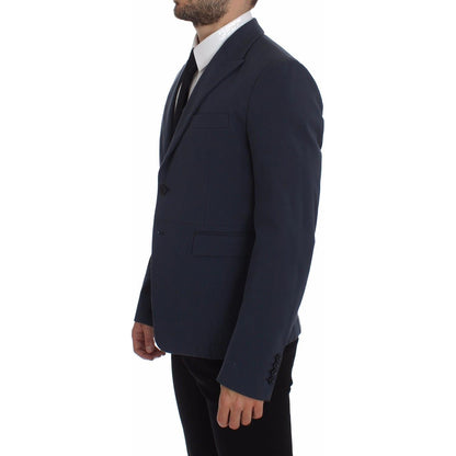 Dolce & Gabbana Blue Cotton Stretch Casual Blazer1728,2% Elastane,5% Silk,67345645728,Blazers - Men - Clothing,Blazers - Suits & Blazers - Clothing,Blue,Clothing,Dolce & Gabbana,IT48 | M,Material: 93% Cotton,Men,Men - Clothing,New with tags,Suits & Blazer
