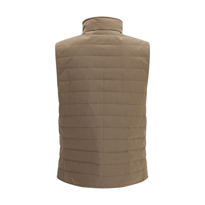 Brunello Cucinelli Beige Polyester Sleveless Jacket 1728,72470364320,Beige,Brunello Cucinelli,Clothing,Jackets & Coats - Clothing,Men,New with tags,S,Sleveless Jacket - Jackets & Coats - Clothing,XL