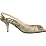 Dolce & Gabbana Gold Crystal Pumps Heels Slingbacks Shoes LA11792-37