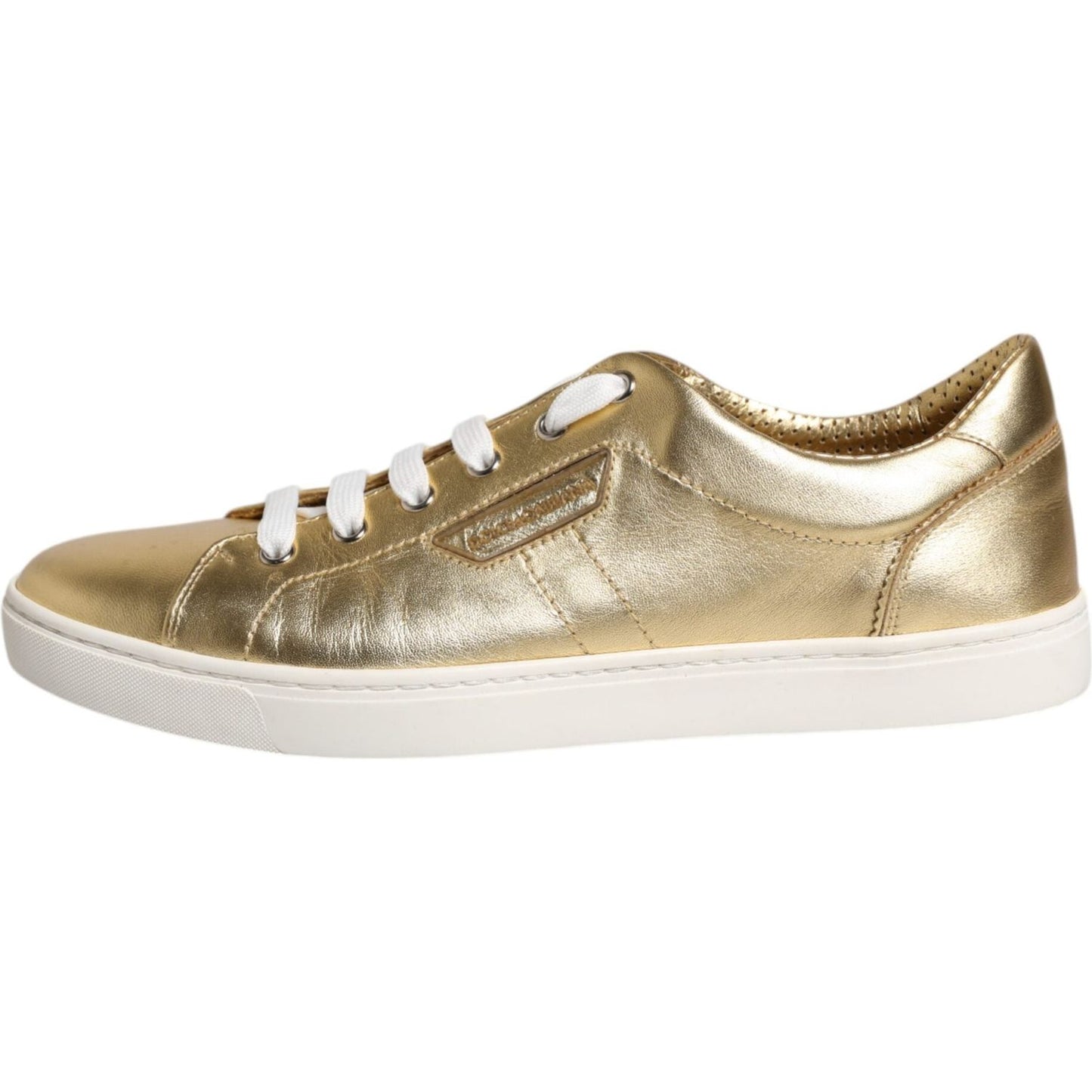 Dolce & Gabbana Gold Leather Logo London Men Sneakers Shoes MV6519-41.5