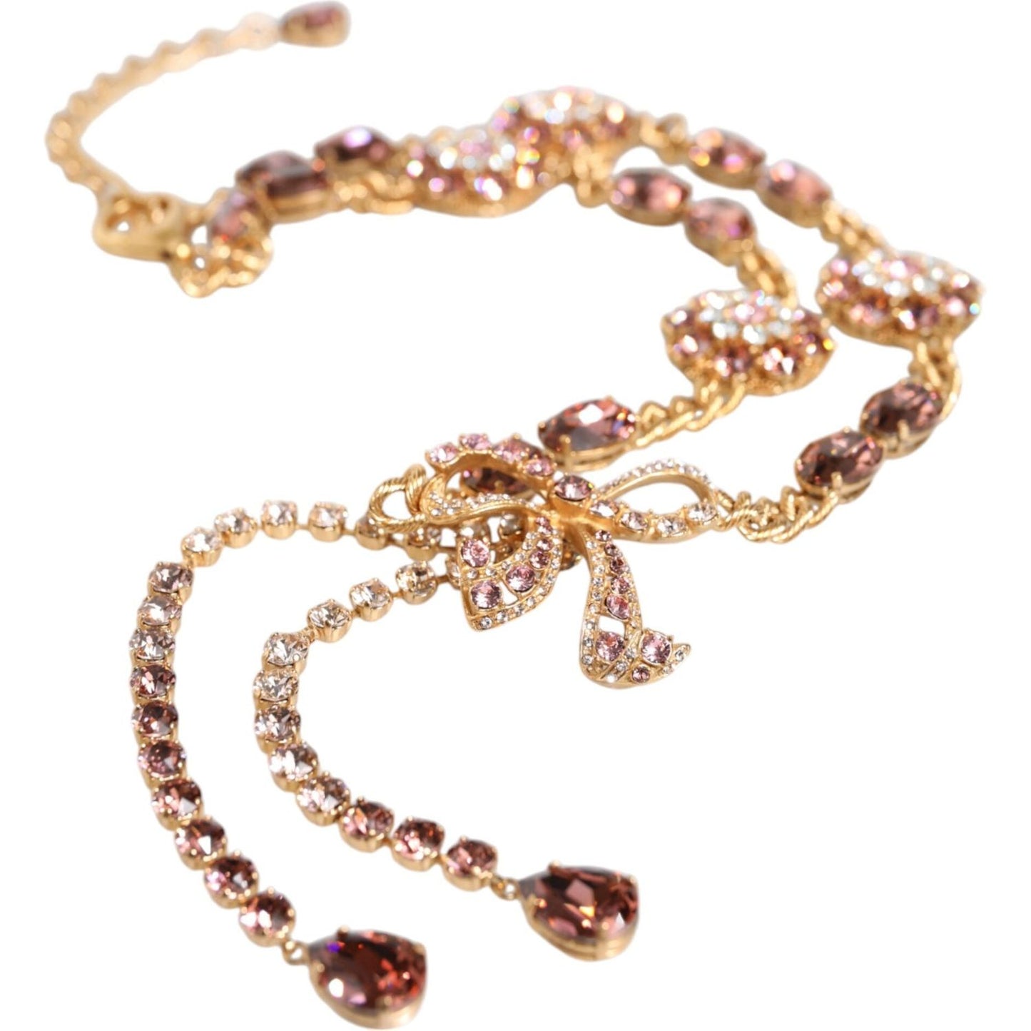 Dolce & Gabbana Gold Tone Brass Crystal Embellished Waist Chain Belt SMY10405-M