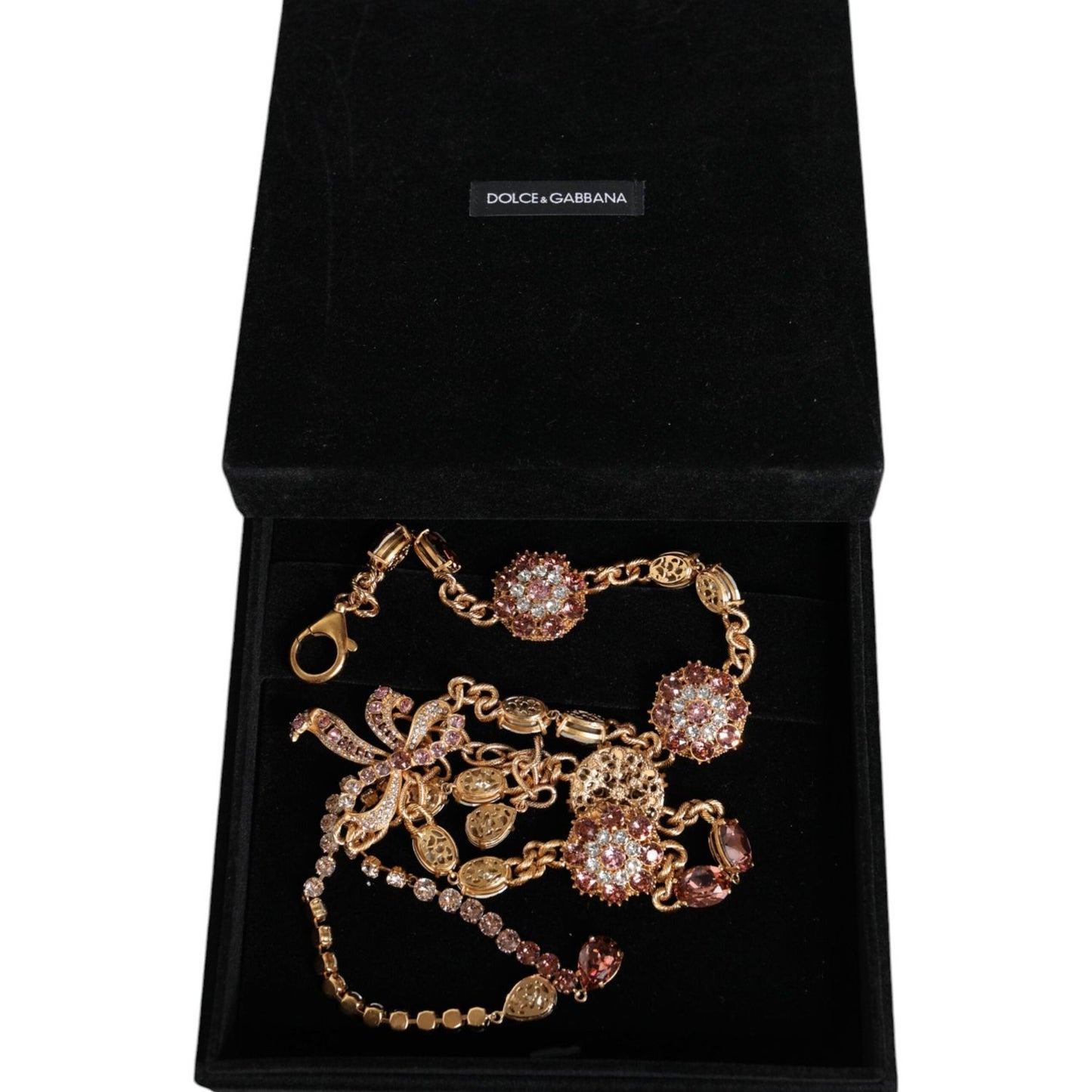 Dolce & Gabbana Gold Tone Brass Crystal Embellished Waist Chain Belt SMY10405-M