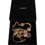 Dolce & Gabbana Gold Tone Brass Crystal Embellished Waist Chain Belt SMY10405-M