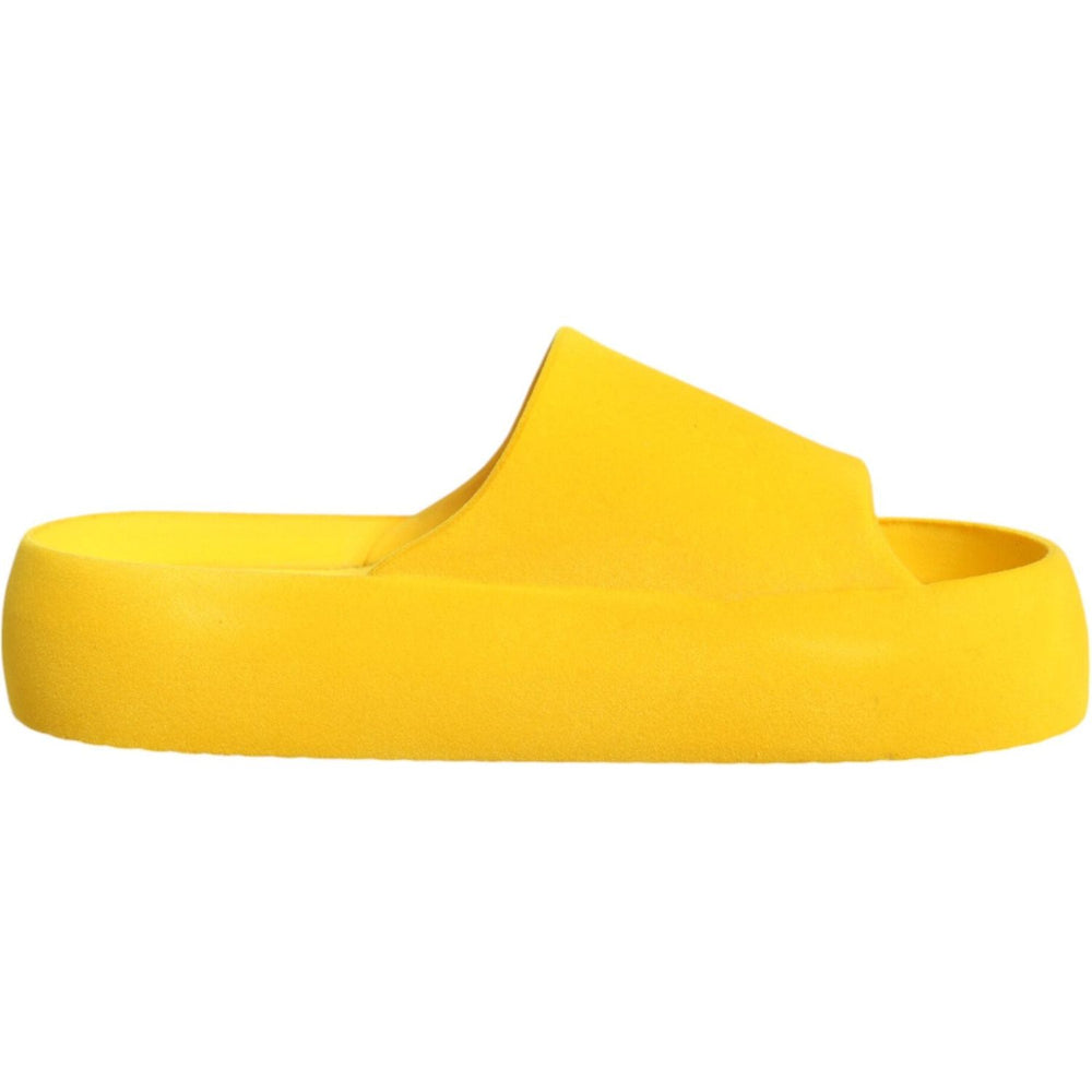 Dolce & Gabbana Yellow Rubber Slides Sandals Beachwear Shoes LA11842-39