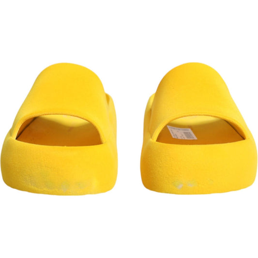 Dolce & Gabbana Yellow Rubber Slides Sandals Beachwear Shoes LA11842-39
