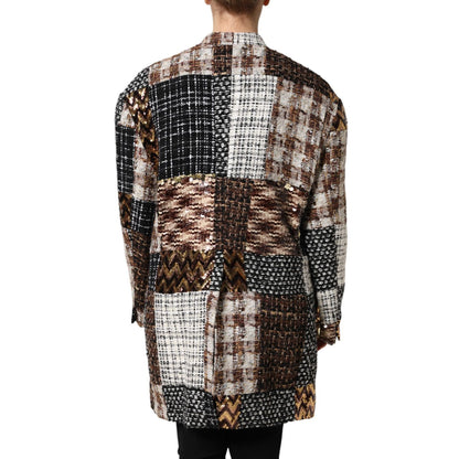 Dolce & Gabbana Multicolor Patchwork Button Down Jacket 1728,67345645728,Clothing,Coats - Jackets & Coats - Clothing,Dolce & Gabbana,IT38 | XS,IT40|S,IT42|M,IT44 | L,Jackets & Coats - Clothing,Jackets & Coats - Women - Clothing,Material: 25% Nylon 25% Cot