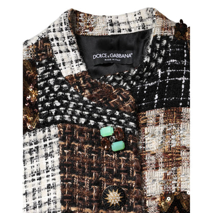 Dolce & Gabbana Multicolor Patchwork Button Down Jacket 1728,67345645728,Clothing,Coats - Jackets & Coats - Clothing,Dolce & Gabbana,IT38 | XS,IT40|S,IT42|M,IT44 | L,Jackets & Coats - Clothing,Jackets & Coats - Women - Clothing,Material: 25% Nylon 25% Cot