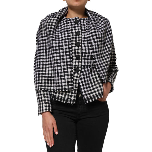 Dolce & Gabbana Multicolor Wool Monochrome Patterned Jacket 1728,67345645728,Black and White,Clothing,Dolce & Gabbana,Full-Length Jackets - Jackets & Coats - Clothing,IT38|XS,Jackets & Coats - Clothing,Jackets & Coats - Women - Clothing,Material: 99% Virg